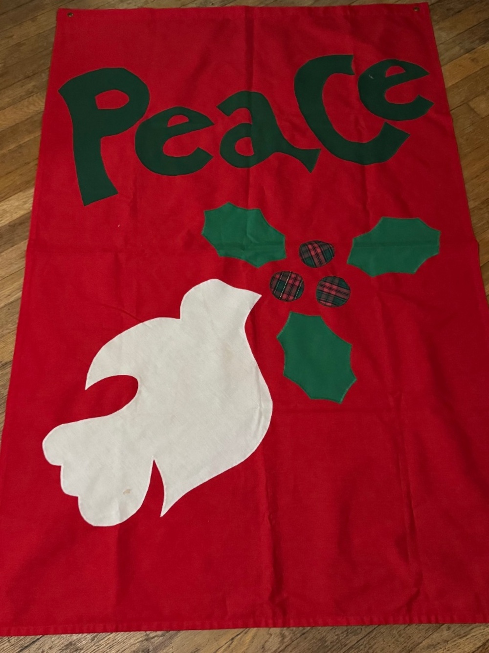 Flag Fables Inc Christmas Peace Flag 56" x 35" Large Handstitched Vintage USA